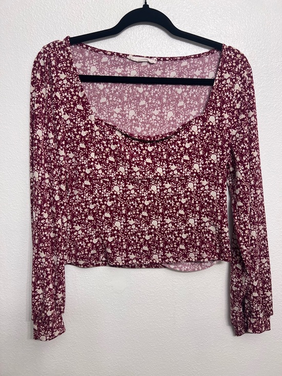 Lush Tops - Lush Maroon Floral Blouse